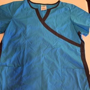 Royal blue with black butter soft scrub top